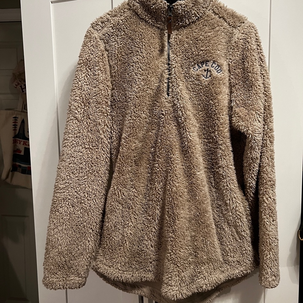 Tan Fleece Teddy Quarter Zip Up